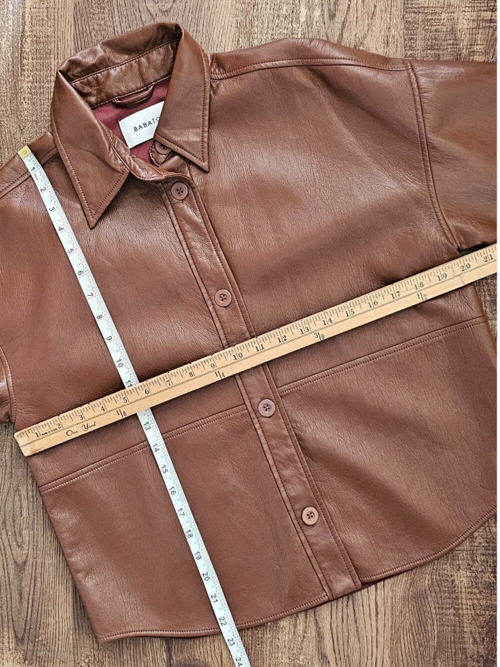 Aritzia Babaton Pelli Hip Faux Vegan Leather Shirt Jacket Shacket S Brown